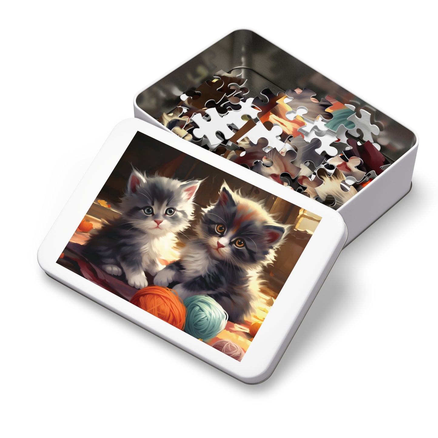 Gray Kittens with Yarn - Children's Jigsaw Puzzle (30 or 110 Piece)