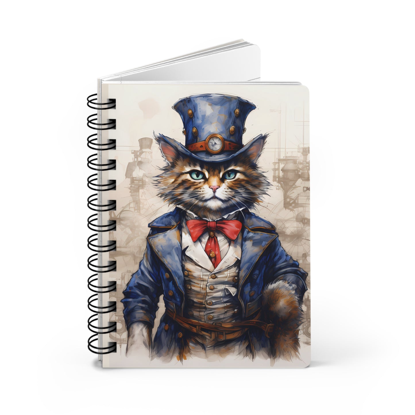 Top Hat DieselPunk Cat 150 Lined Page Journal