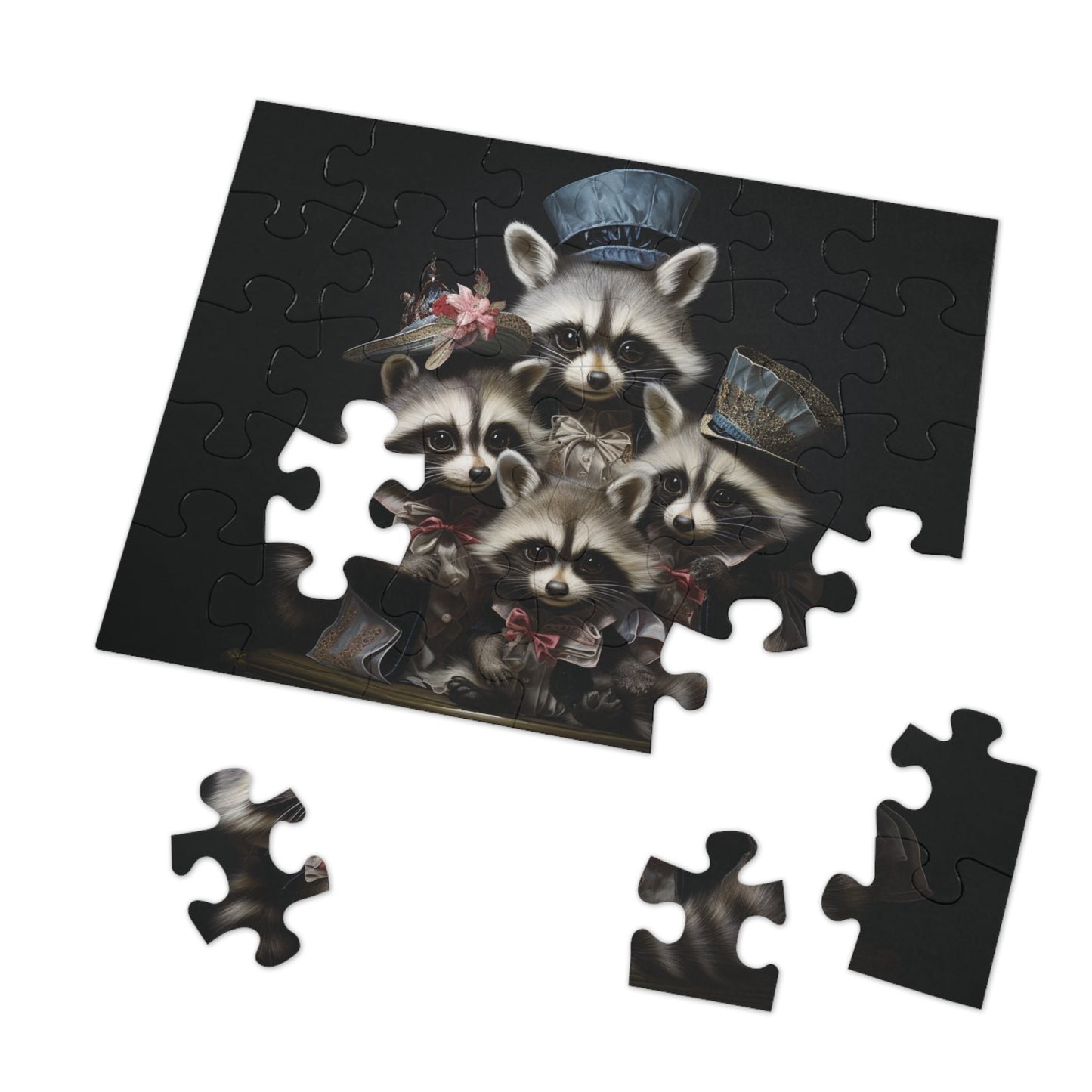 Raccoons in Blue Hats - Children's Jigsaw Puzzle (30 or 110 Piece)