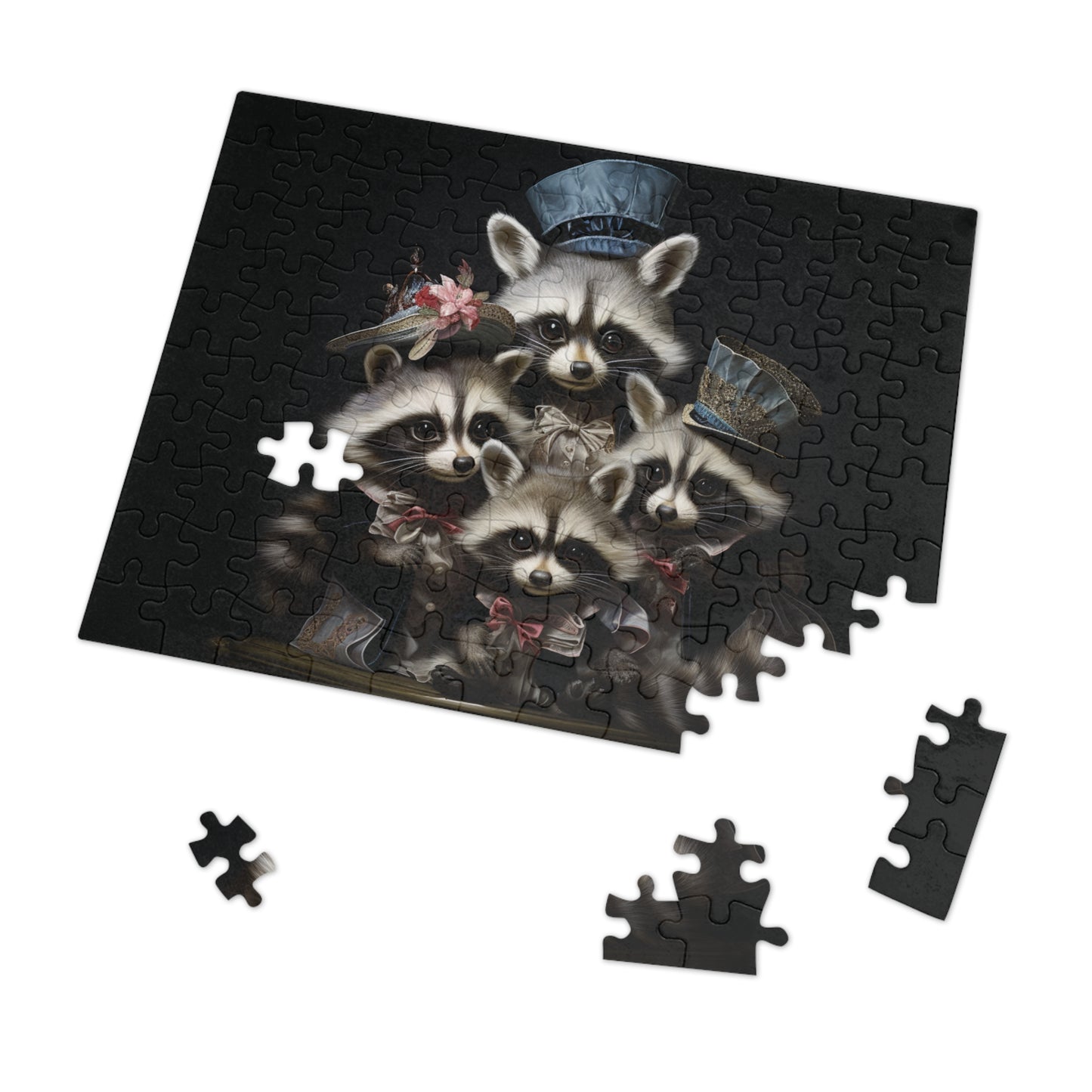 Raccoons in Blue Hats - Children's Jigsaw Puzzle (30 or 110 Piece)