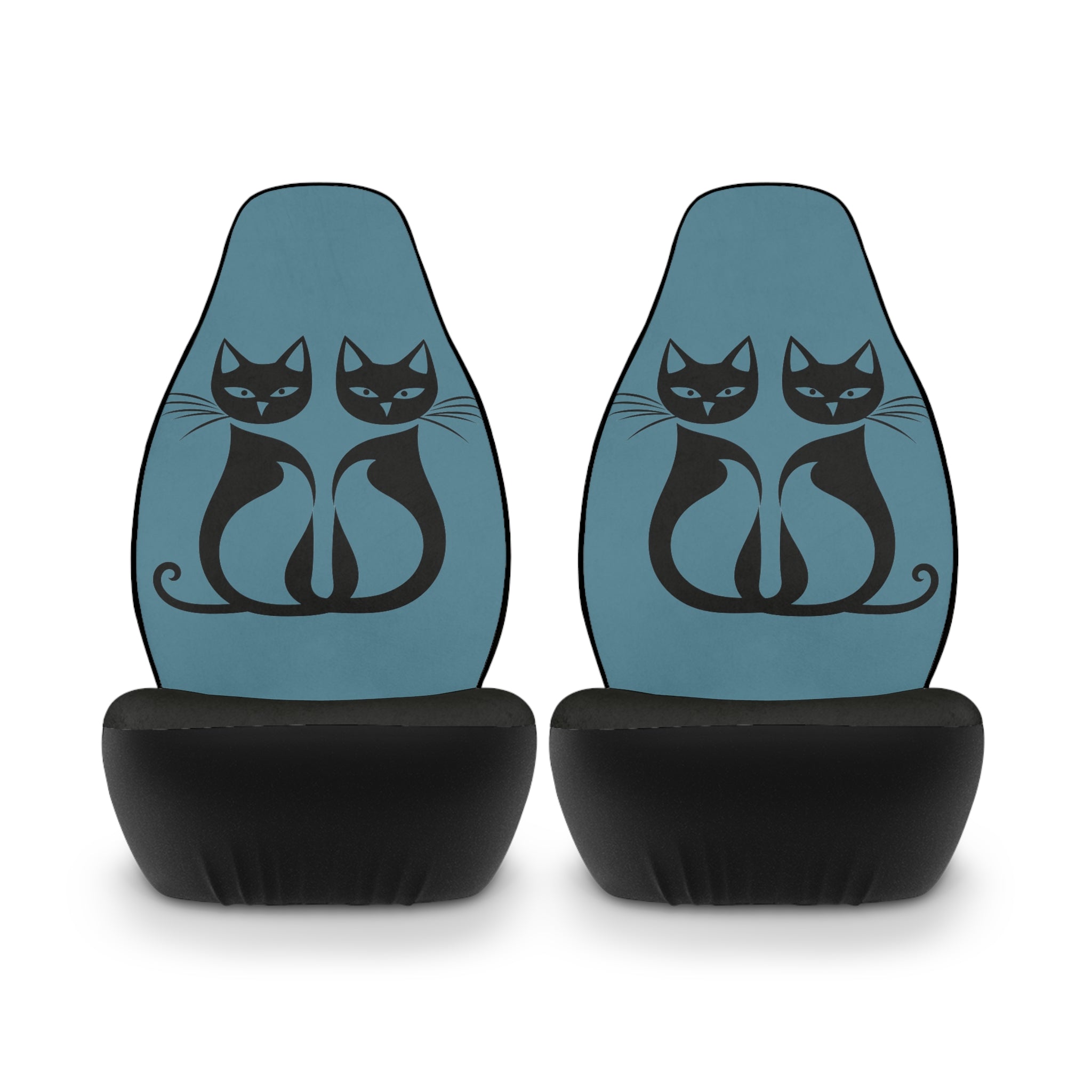 Black Cat Chic Car Seat Covers - Stormy Blue