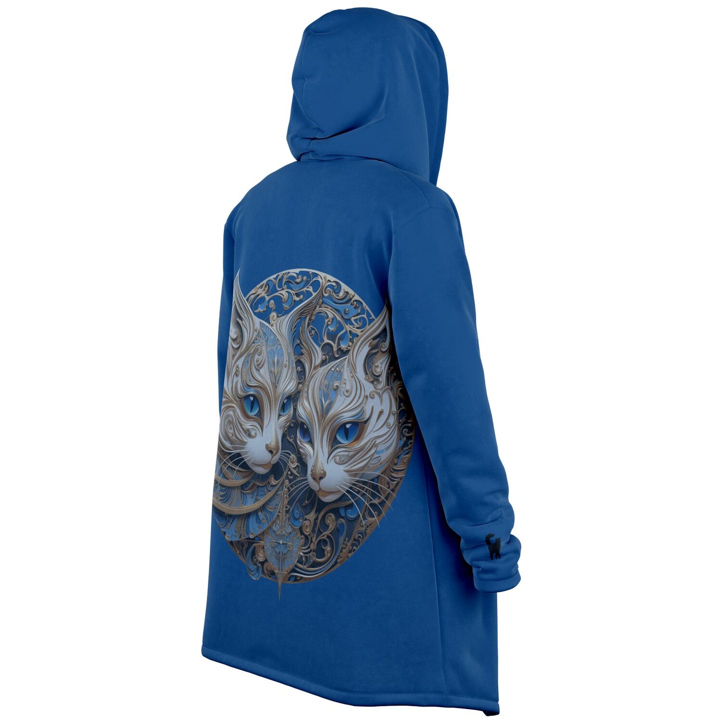 Cats in Gold and Blue - Fleece Lined Cloak