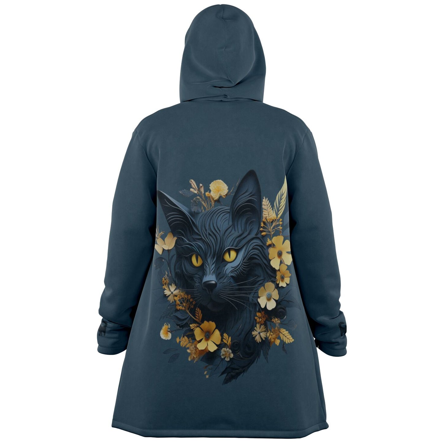 Cat and Yellow Blooms - Fleece Lined Cloak