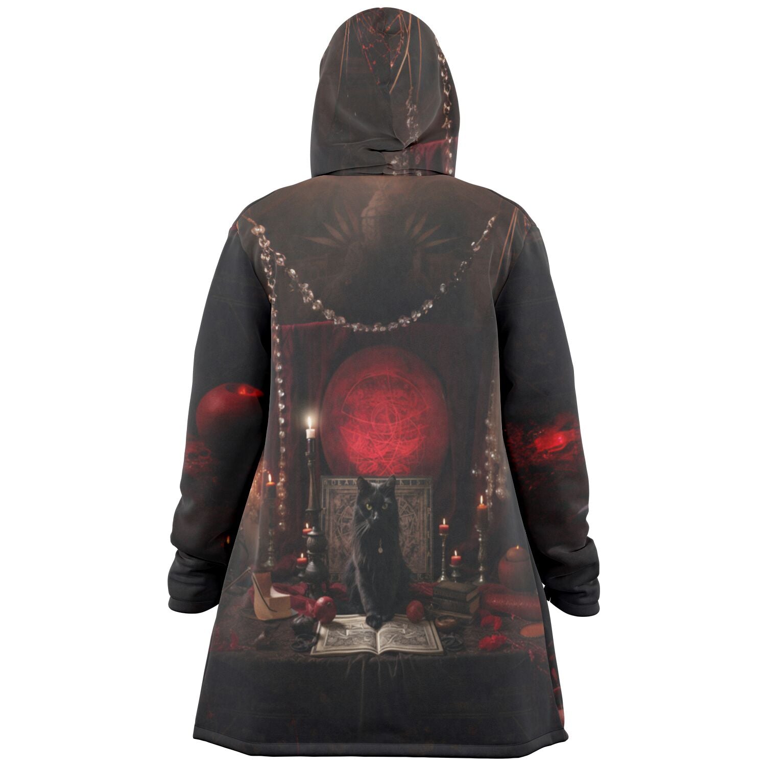 Cat under Red Moon - Fleece Lined Cloak