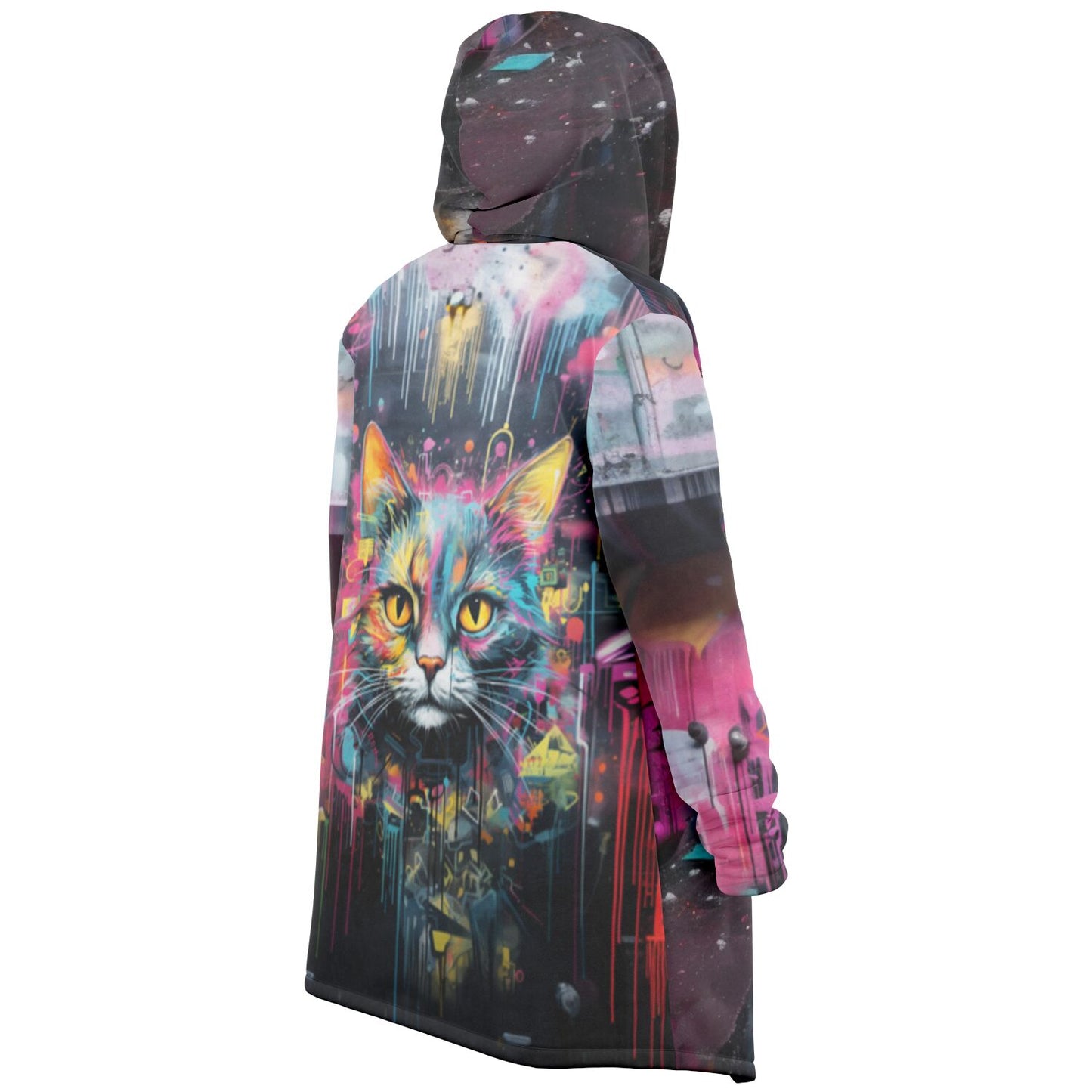 Urban Graffiti Cat - Fleeced Lined Cloak