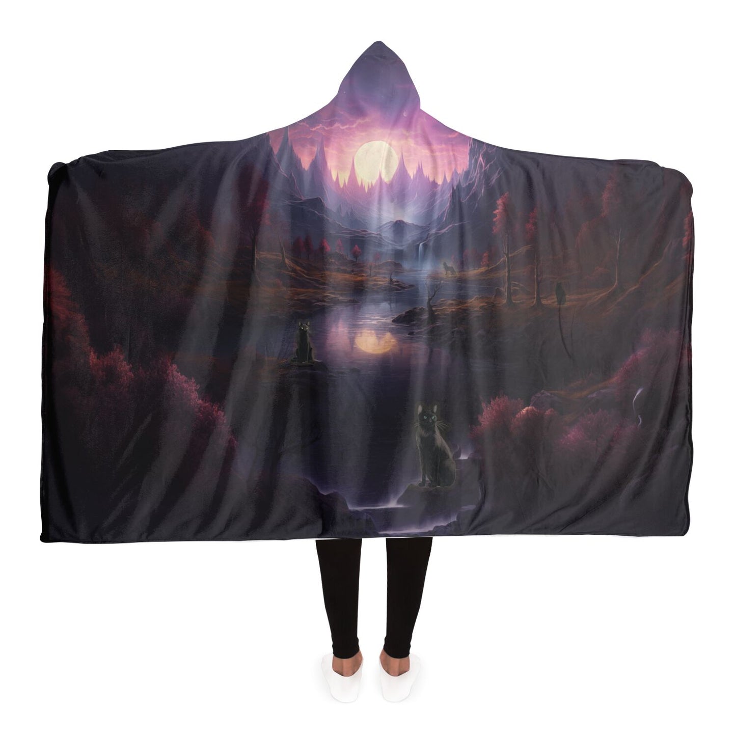 Cats in an Enchanted Realm - Hooded Blanket