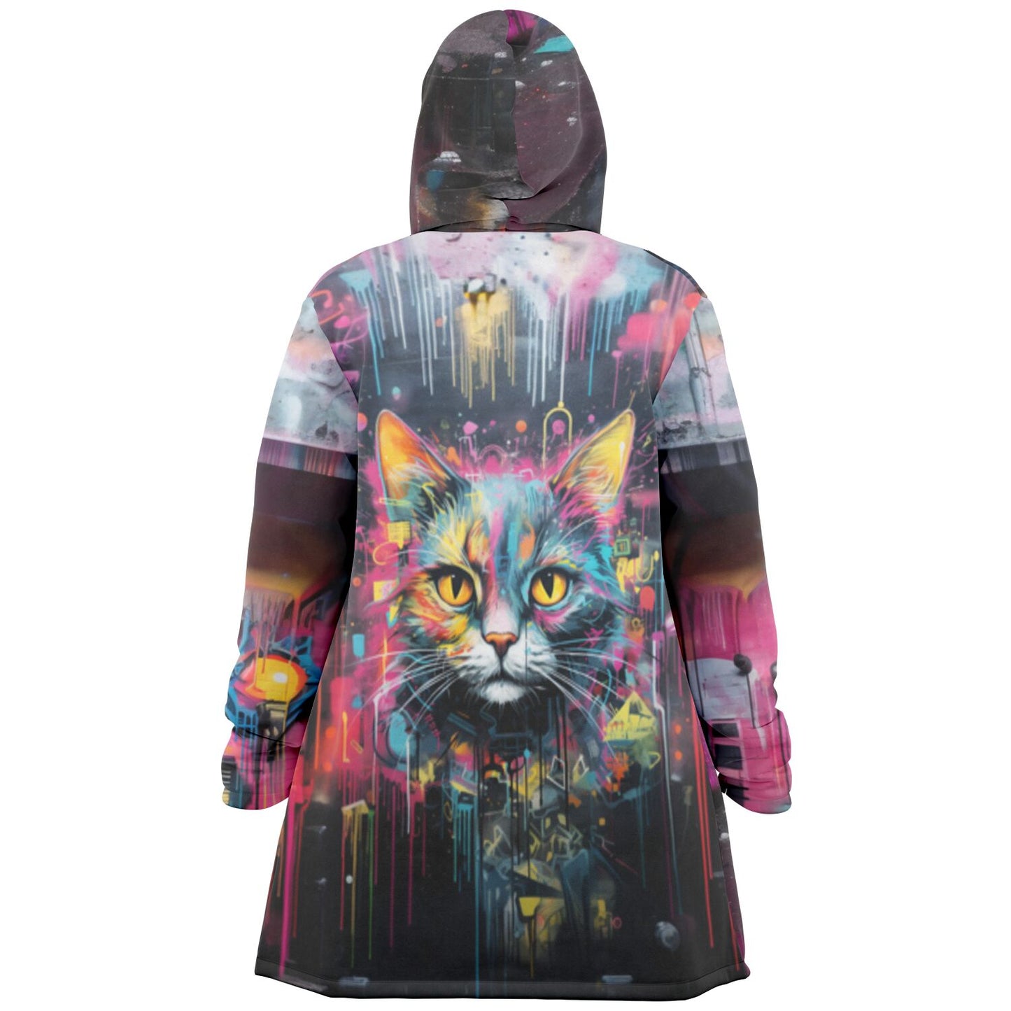 Urban Graffiti Cat - Fleeced Lined Cloak