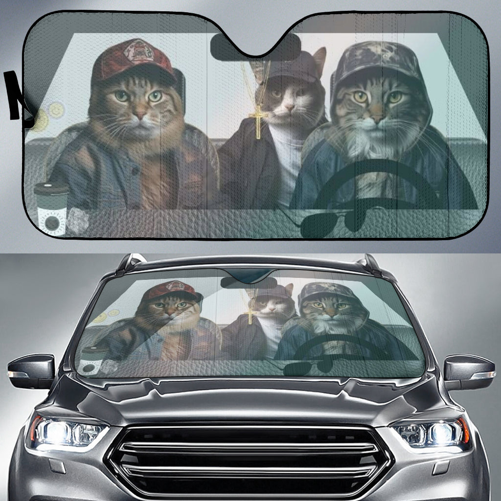 Cats in Hats Car Sunshade - 3 Cats