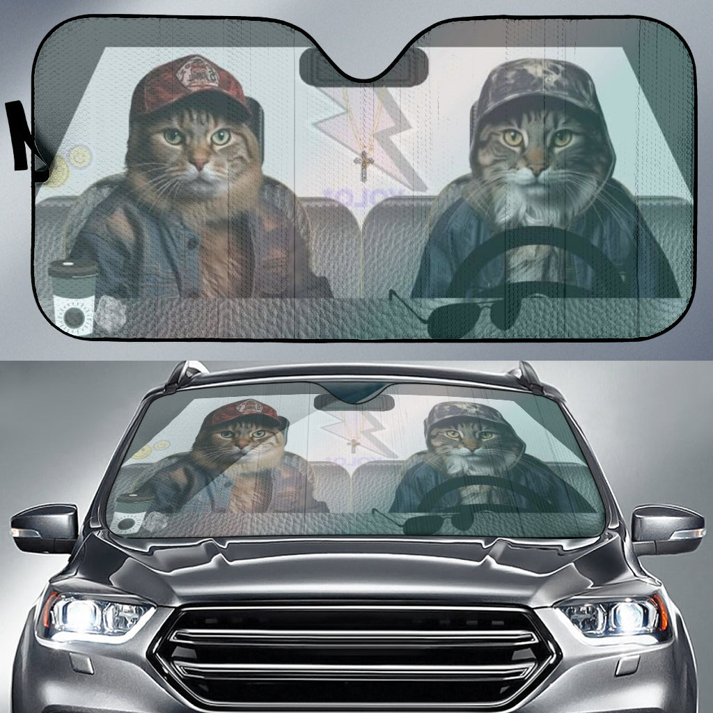 Cats in Hats Car Sunshade