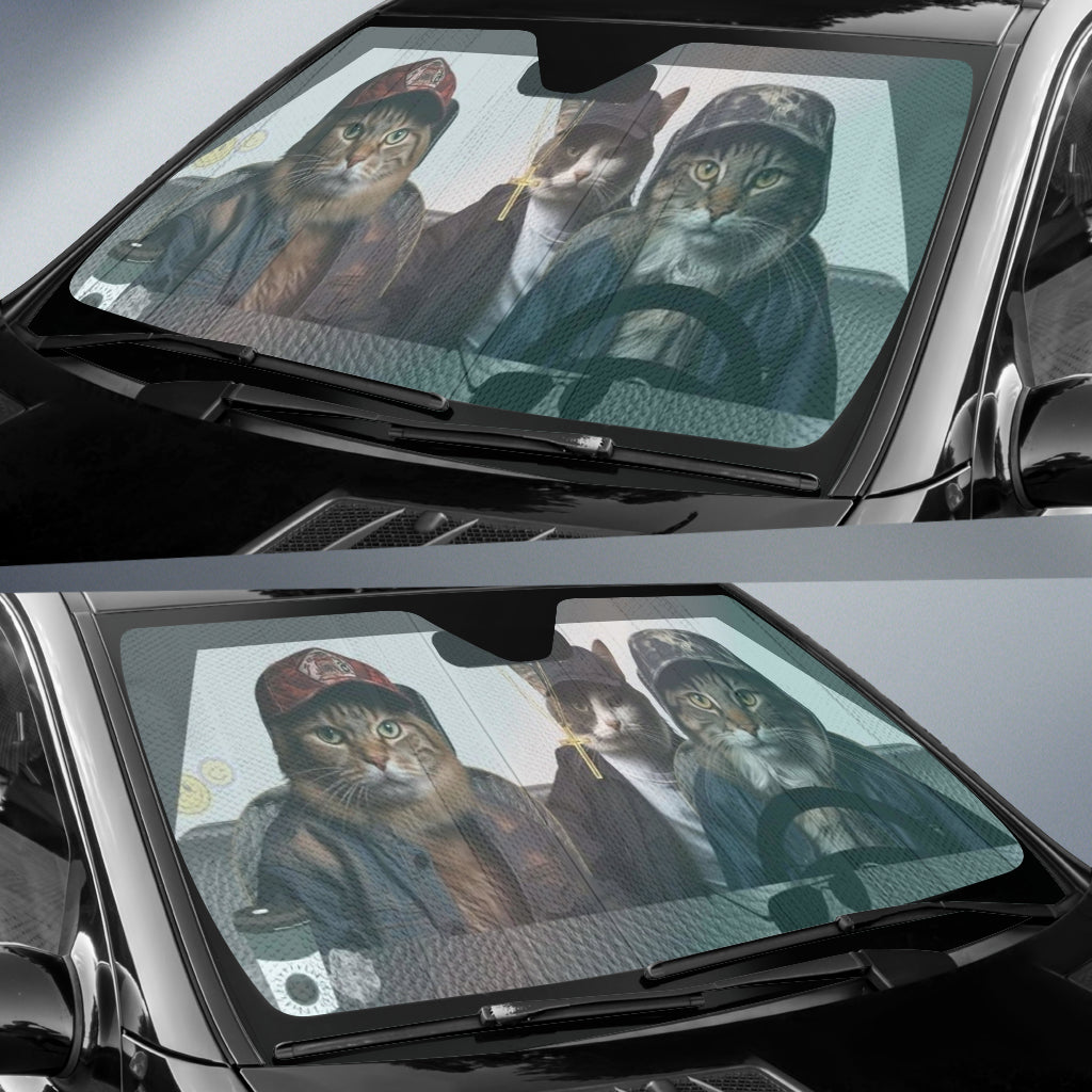 Cats in Hats Car Sunshade - 3 Cats