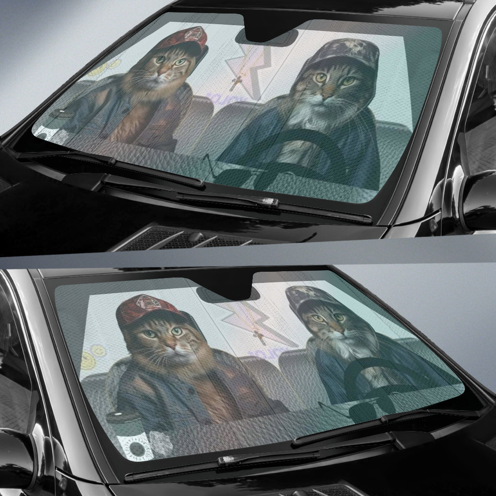 Cats in Hats Car Sunshade