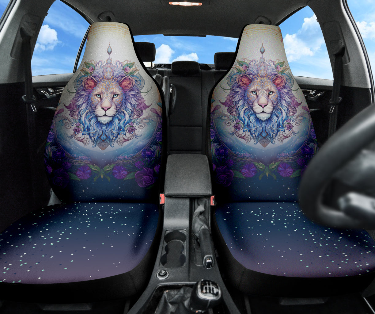 Pastel Lion and Stars Car Seat Covers